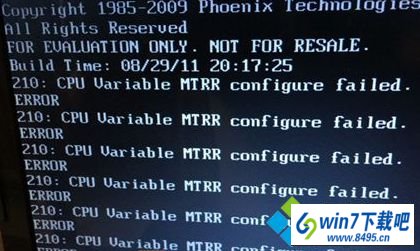 win10ϵͳʾcpu variable mtrr configure failedͼĲ