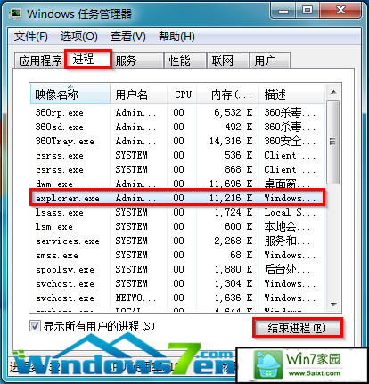 图8 结束进程“explorer.exe”